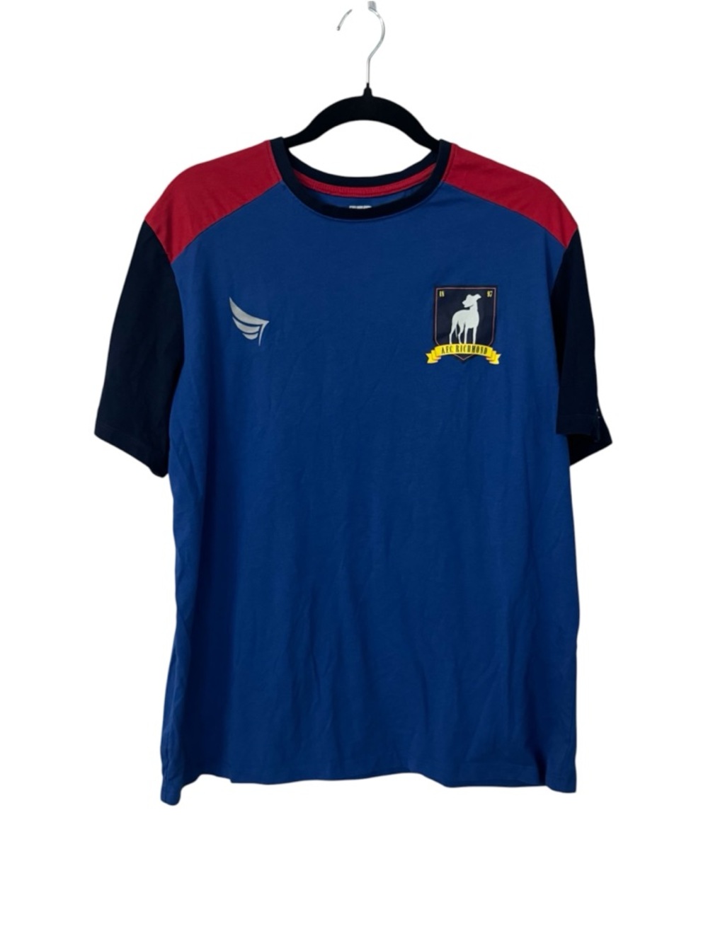 Ted Lasso Men’s AFC Richmond Emblem Blue & Red Short Sleeve Jersey Sz L GUC